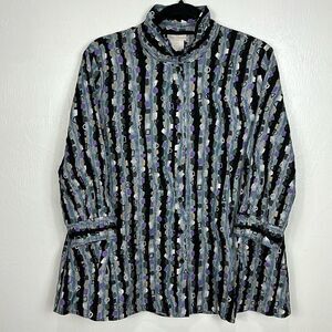 Beau Chemise Cotton Geo Pattern 3/4 Sleeve Blouse Top Size M